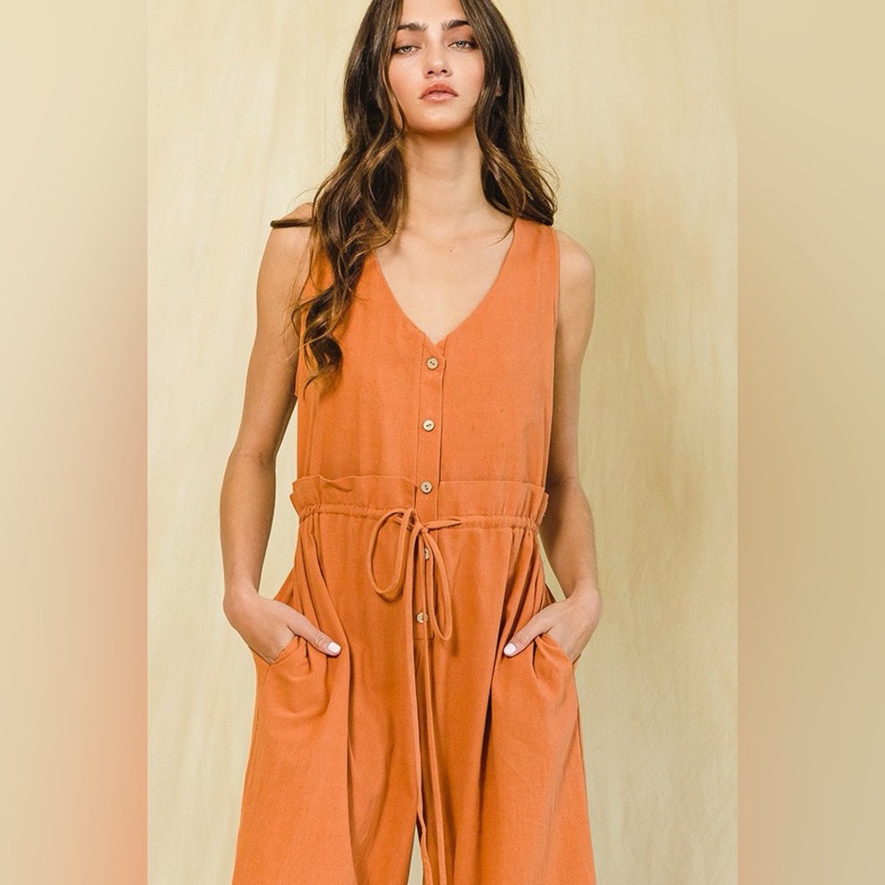 NWOT BUCKETLIST Orange Comfy Jumpsuit - Picture 5 of 7